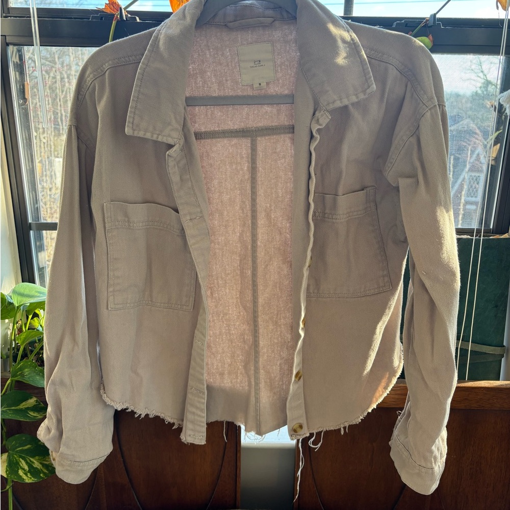 Khaki denim cropped jacket